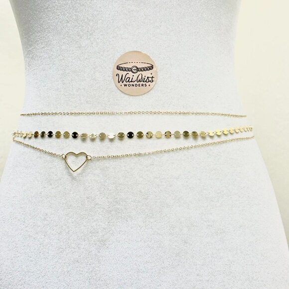 Accessories - 3 pcs set Gold heart waist chain belt